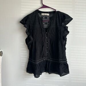 Abercrombie and Fitch Black Women's Top with Ruffle Sleeves